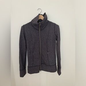 Women’s Lululemon zip up jacket. Cowl neck. Size 6. Blue herringbone pattern